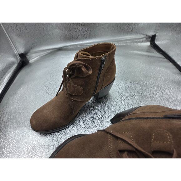 BOC Ankle Boots Style Z4923 Lace-up Side Zip Block Heel Brown Suede Size 7M - Picture 6 of 11